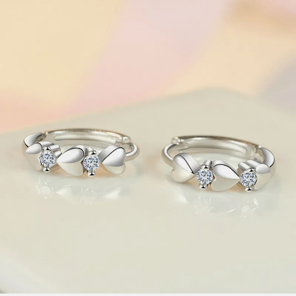 New Fashion Heart 925 Silver Hoop Earrings - Picture 6 of 13
